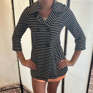 CAbi Black and White Striped Top